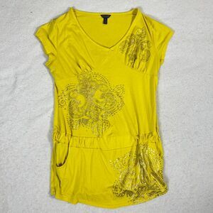 Dereon Y2K 2000s Mcbling Yellow Tee Dress